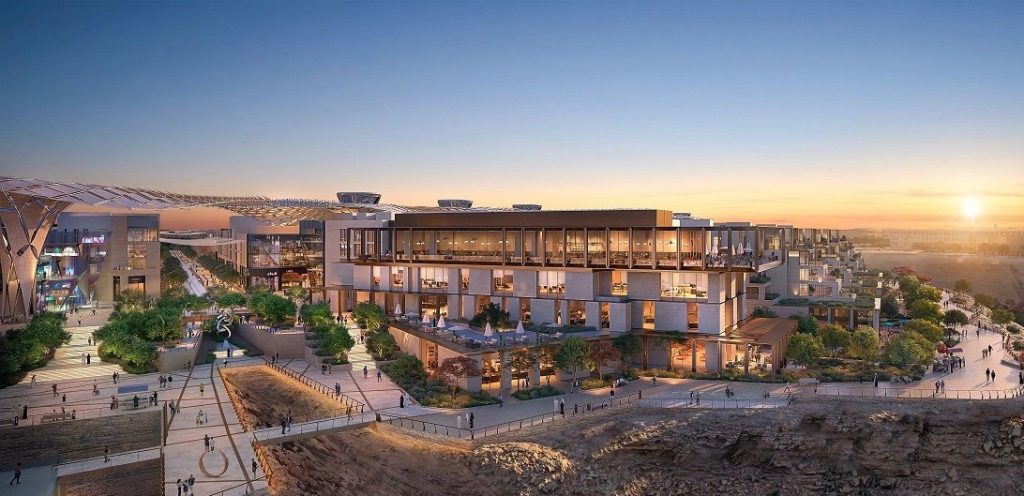 Misk City (Mohammed bin Salman Nonprofit City) development at sunset, Riyadh, Saudi Arabia