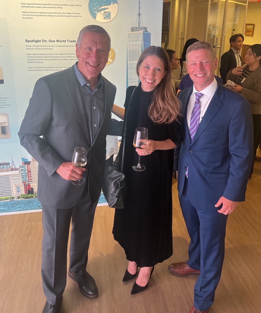 Stephanie Beaumont with Rick Fedrizzi of IWBI and Jason Hartke of the Global Commission on Healthy Indoor Air at the framework launch in New York City.